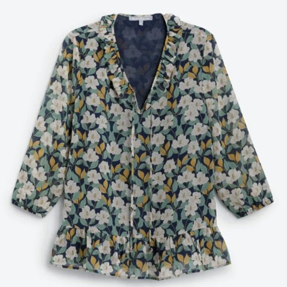 EUC✨ DANIEL RAINN navy women's XL Camila Ruffle Detail 3/4 sleeve Blouse - Picture 16 of 17